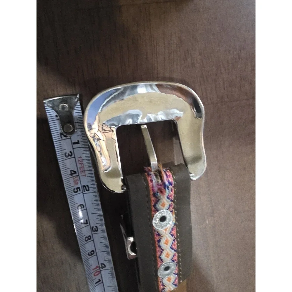 3D Belt Co Angel Ranch Girls Aztec Leather Rhinestone Western Belt XL 30